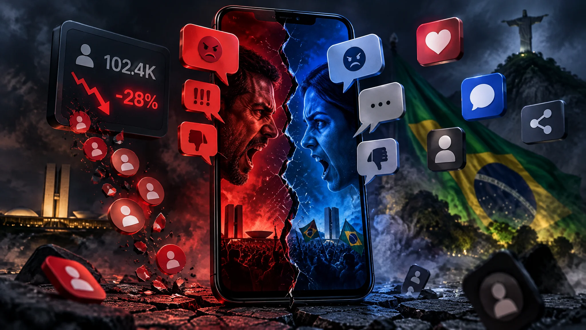 A Divisão Política do Brasil e o Efeito Viral: Por Que Se Posicionar Pode Custar Seus Seguidores